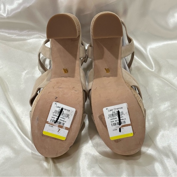 Veronica Beard Lucille Heels Suede Platform Cork Heel Sandals Tan Size 11 New - Picture 9 of 15
